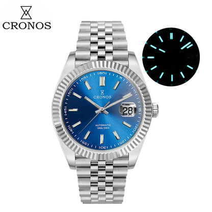 Cronos DateJ Luxury Men Watch Stainless Steel 5 Links Bracelet PT5000 Miyota 9015 100m Water Resistant Sapphire L6046M