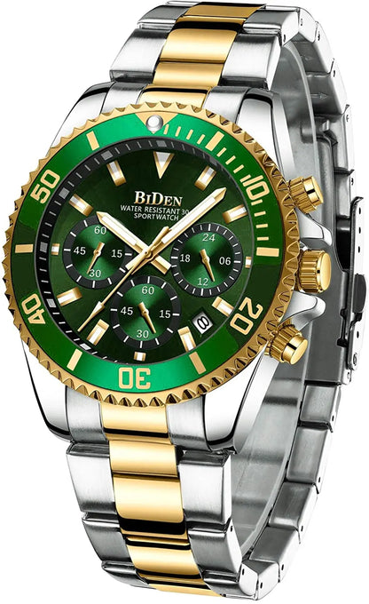 BIDEN Multi functional men's quartz watch luxury waterproof night light business style diving series casual fashion watch