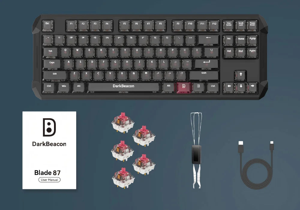 DarKBeacon RGB 87 Tasten kompaktes TKL-Keyboard, USB-kabelgebunden, Hot-Swappable, leise mechanische Tastatur für Windows-Laptop, PC, Gaming und Arbeit