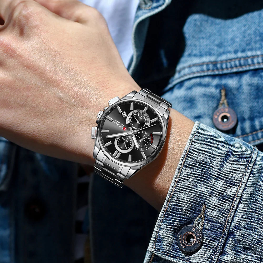 CURREN mode décontracté homme d'affaires montre de luxe bracelet en acier inoxydable montres à Quartz lumineux chronographe calendrier montre