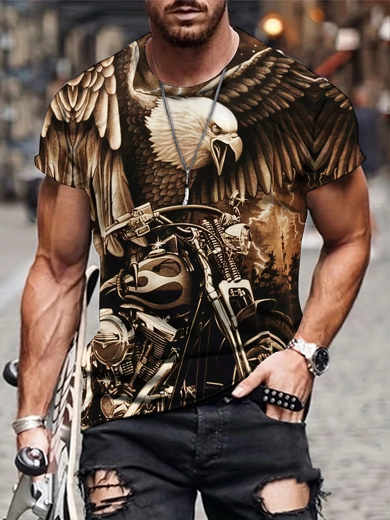 Fashion Eagle Graphic T Shirts Luxury T-Shirt Summer Men's T-Shirts Casual Tops Short Sleeve T-Shirt 3D Printing Men Clothing