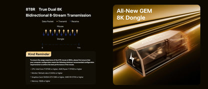ATK Blazing Sky X1 V2 Ultimate Dual Mode trådløs mus, letvægtsdesign, PAW3950 Ultra, Dual 8K HZ, lav latenstid, tilpasset ergonomisk mus