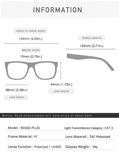 New Colors KDEAM-PLUS Large Size Square Unisex Sunglasses Polarized Photochromic Oversized Sun Glasses Fashion Anti Glare Mirror