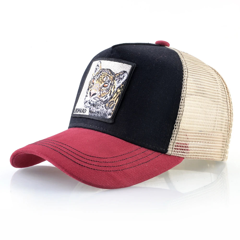 Cappellino trucker fashion con patch ricamata con capra, snapback da baseball quattro stagioni per uomo e donna, cappello con visiera regolabile