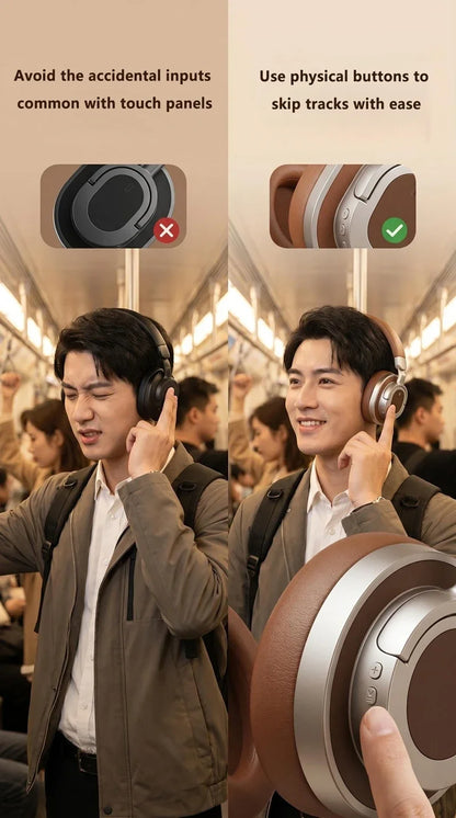 Casque Bluetooth Lenovo rétro, supra-auriculaire, avec boutons physiques, casque sans fil, coussinets d'oreille spacieux, écouteurs stéréo pour les trajets quotidiens.