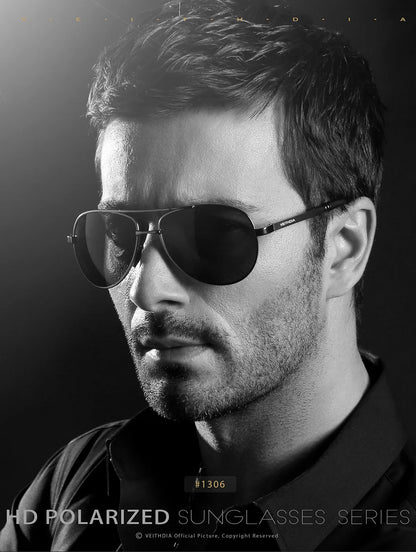 VEITHDIA Men's Polarized UV400 Sunglasses Vintage Designer Goggle Classic Fashion Outdoor Driving Sun Glasses For Male VT1306