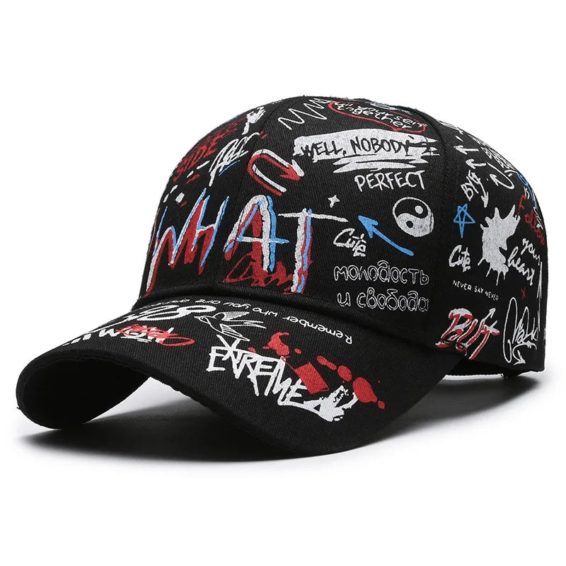 Șapcă de baseball unisex din bumbac cu imprimeu graffiti, pentru femei și bărbați, snapback trendy stil hip-hop, pentru exterior