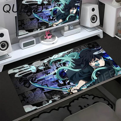 Podloga za računalni stol i tipkovnicu, anime podloga za miš, kawaii djevojka, 900x400mm, gumena protuklizna podloga za miš, Demon Slayers XL