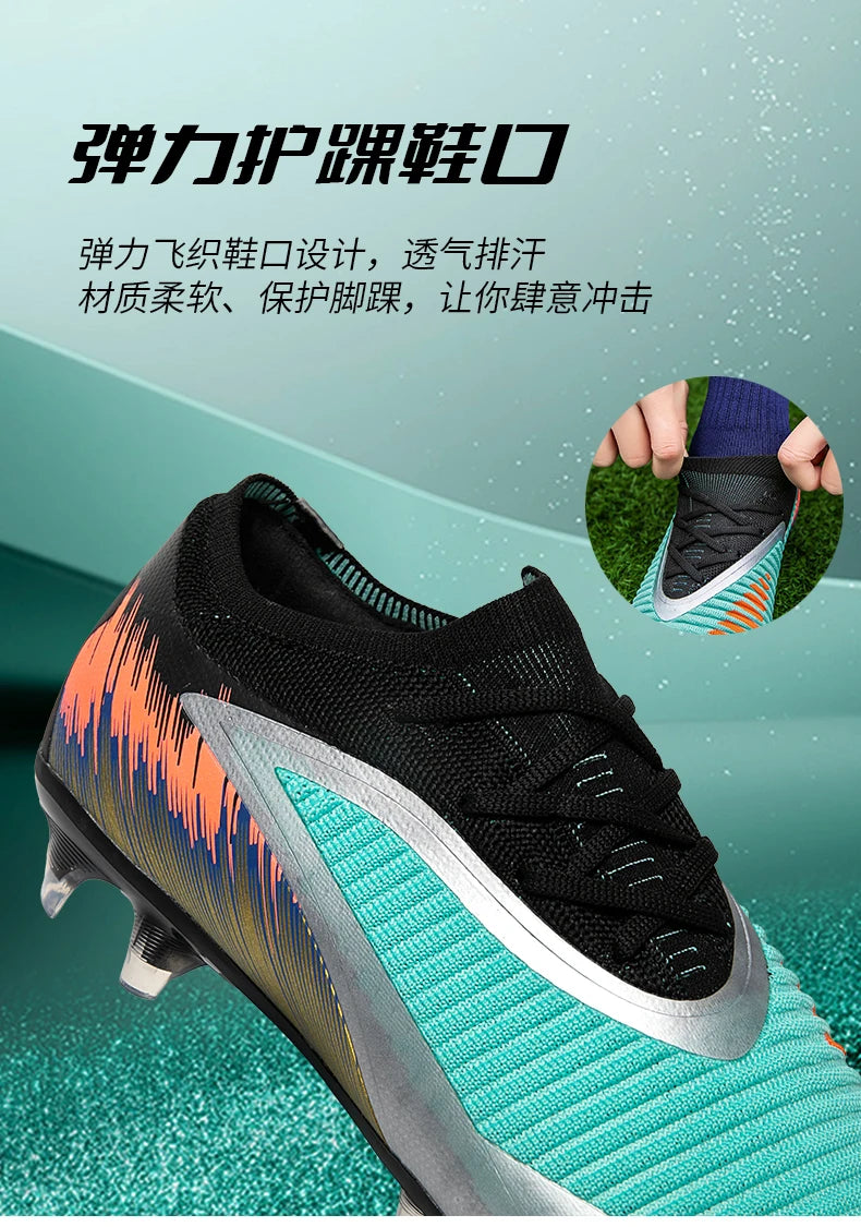 New Men Football Boots Shoes Match Training Soccer Shoes Non-Slip Cleats Long Spikes FG Ultralight Outdoor Sneaker Drop Shipping