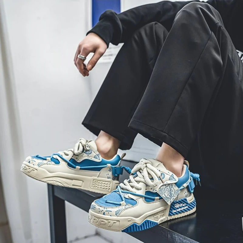 Módní skate boty, pánské tenisky, pánské prodyšné běžecké boty, outdoorové síťované volnočasové boty, pánské šněrovací vulkanizované boty, Zapatillas