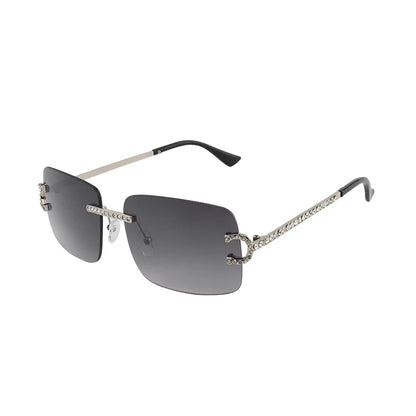 Fashion Rimless Square Sunglasses Vintage Diamond Brand Design Cut Lens Sun Glasses Men Women Metal Frame Luxury Eyewear