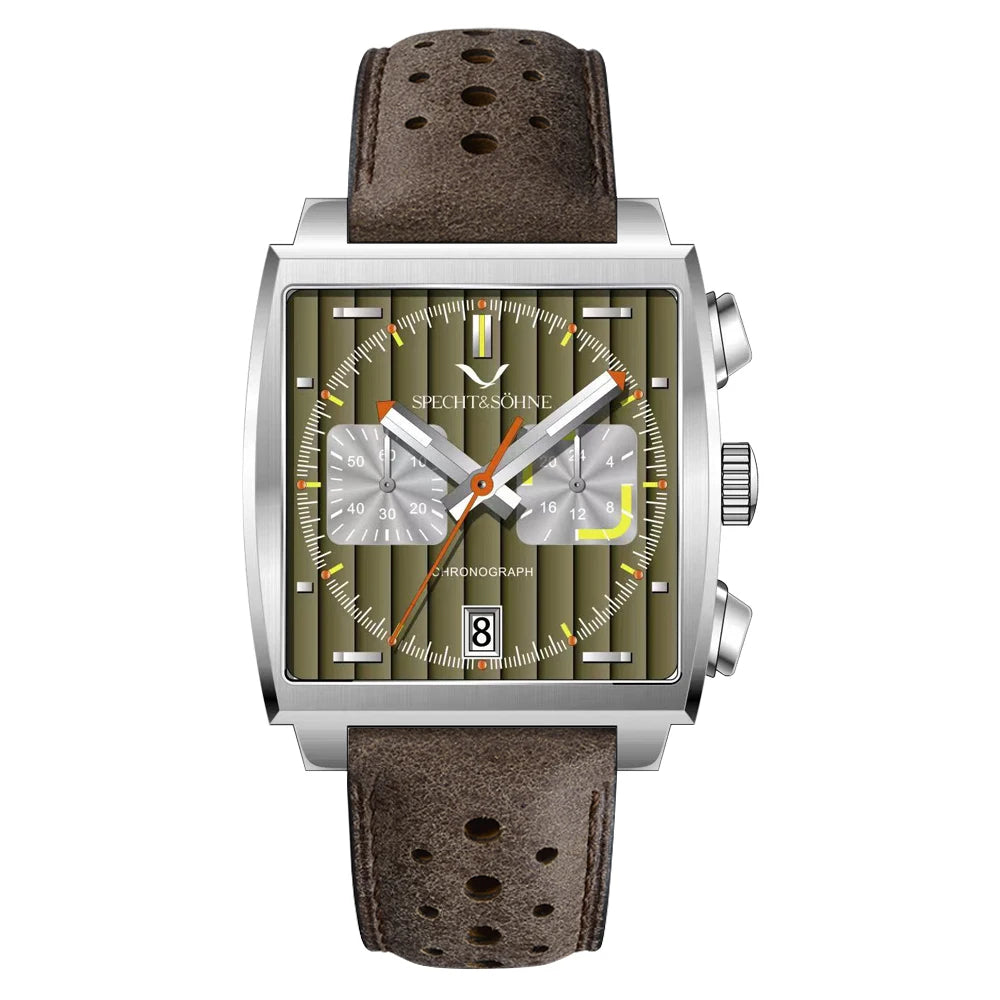 Specht & Sohne New Classic herreur med kvartsværk, blå, rustfrit stål, japansk VK63-værk, ægte læder, Montre Homme 39 mm