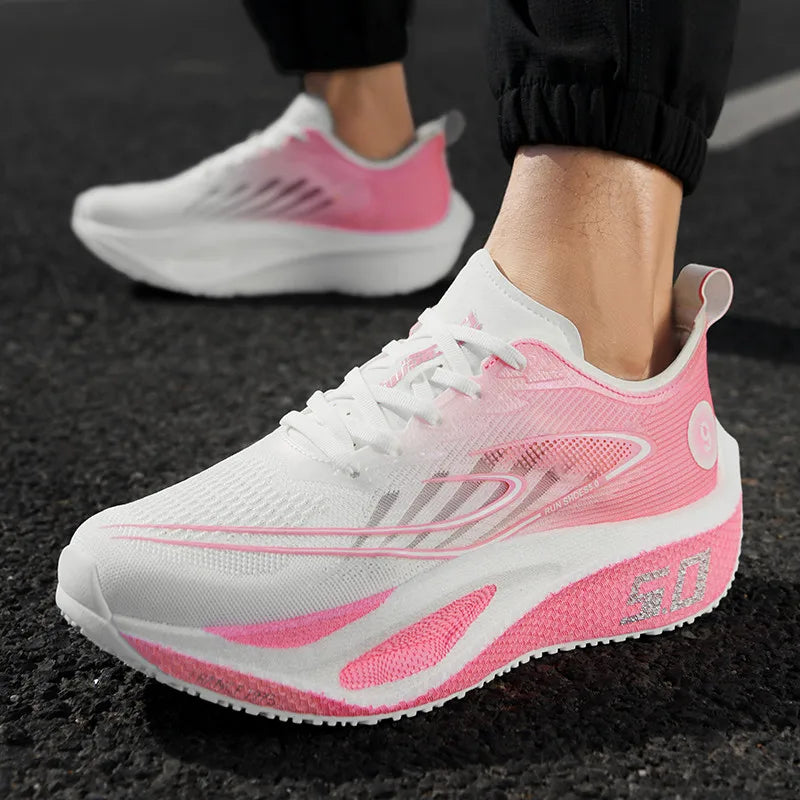 Calçado desportivo para homem e mulher, ténis de corrida, placa de carbono, corrida de maratona masculina, amortecimento, calçado de treino de atletismo
