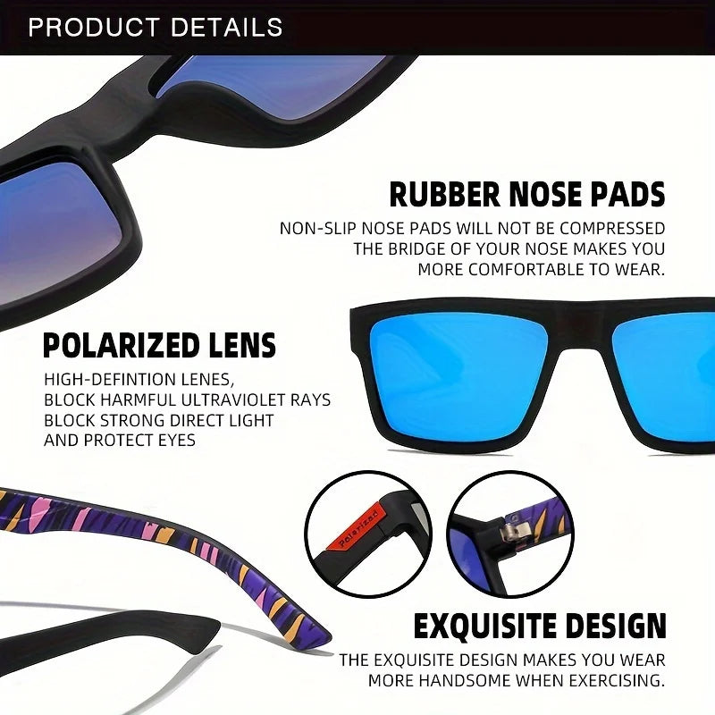 Fashion Polarized Sunglasses For Men And Women Luxury Driving Fishing Trip Vintage Square Sunglasses For Men UV400 Glasses