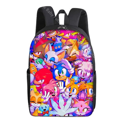 New Cute Anime Backpack for Adult Men Student Schoolbag Teenagers Cartoon Sonics Bag Rucksack Waterproof Bookbag Birthday Gifts