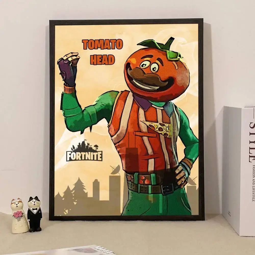 Poster de Jogo F-Fortnite Surpresa — Decoração de Casa, Quadro de Parede para Escritório e Sala de Estar