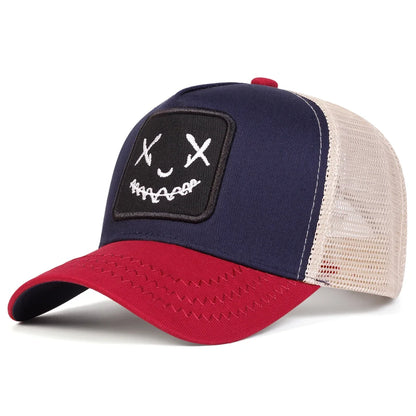 Men Women Smile Face Embroidery Baseball Caps Cotton Adjustable Snapback hats Hip Hop mesh Cap summer Outdoor Sun hat Dad Hats