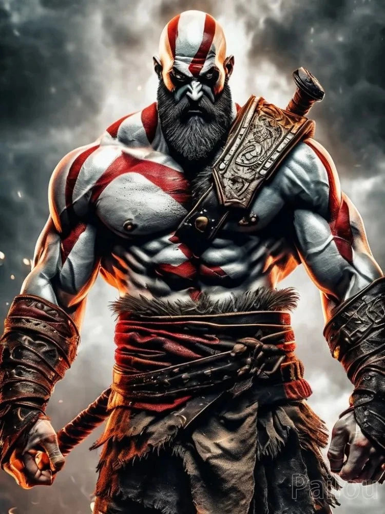 God Of War Ragnarok 5D DIY Diamond Painting Kit Greek Mythology Kratos Art Mosaic Cross Stitch Handcraft Home Room Decor Gift