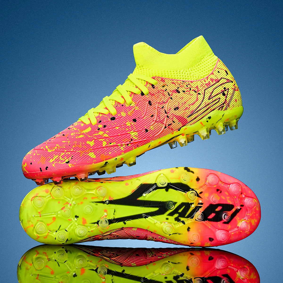 Chaussures de football unisexes AG FG, conception à crampons mixtes anti-casse, cuir synthétique souple, idéales pour les matchs de football amateur le week-end