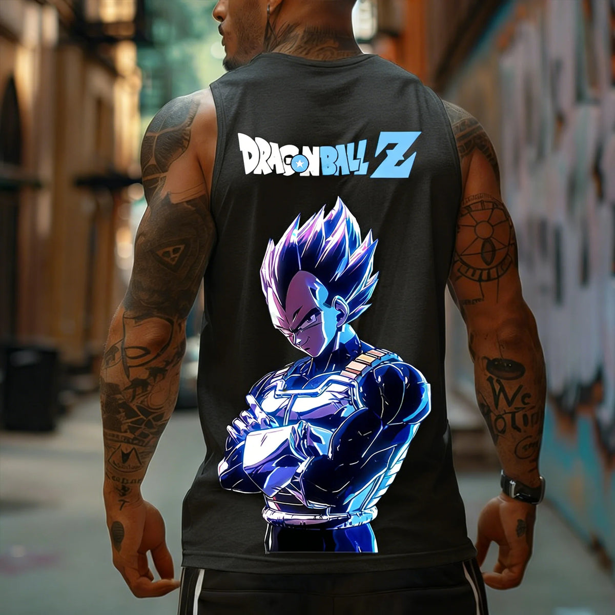 Dragon Ball Z Super Blue Vegeta American Retro Fitness Prsluk Y2K Harajuku stil za proljeće i ljeto Nova muška majica za svakodnevno nošenje
