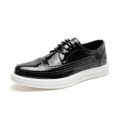 Hot Brogue Lacquer leather men's shoes Fashionable British Versatile Styles Office Outdoor Leisure Business Party Adult shoes
