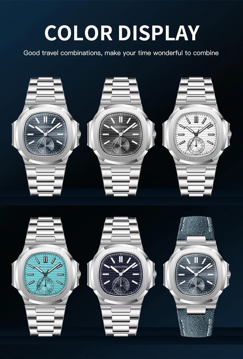 Specht & Söhne New Classic 40.8MM Ultrathin Watch For Men Japan VH60 Movt Sapphire Crystal 5980 Sports Wristwatch 50M Waterproof
