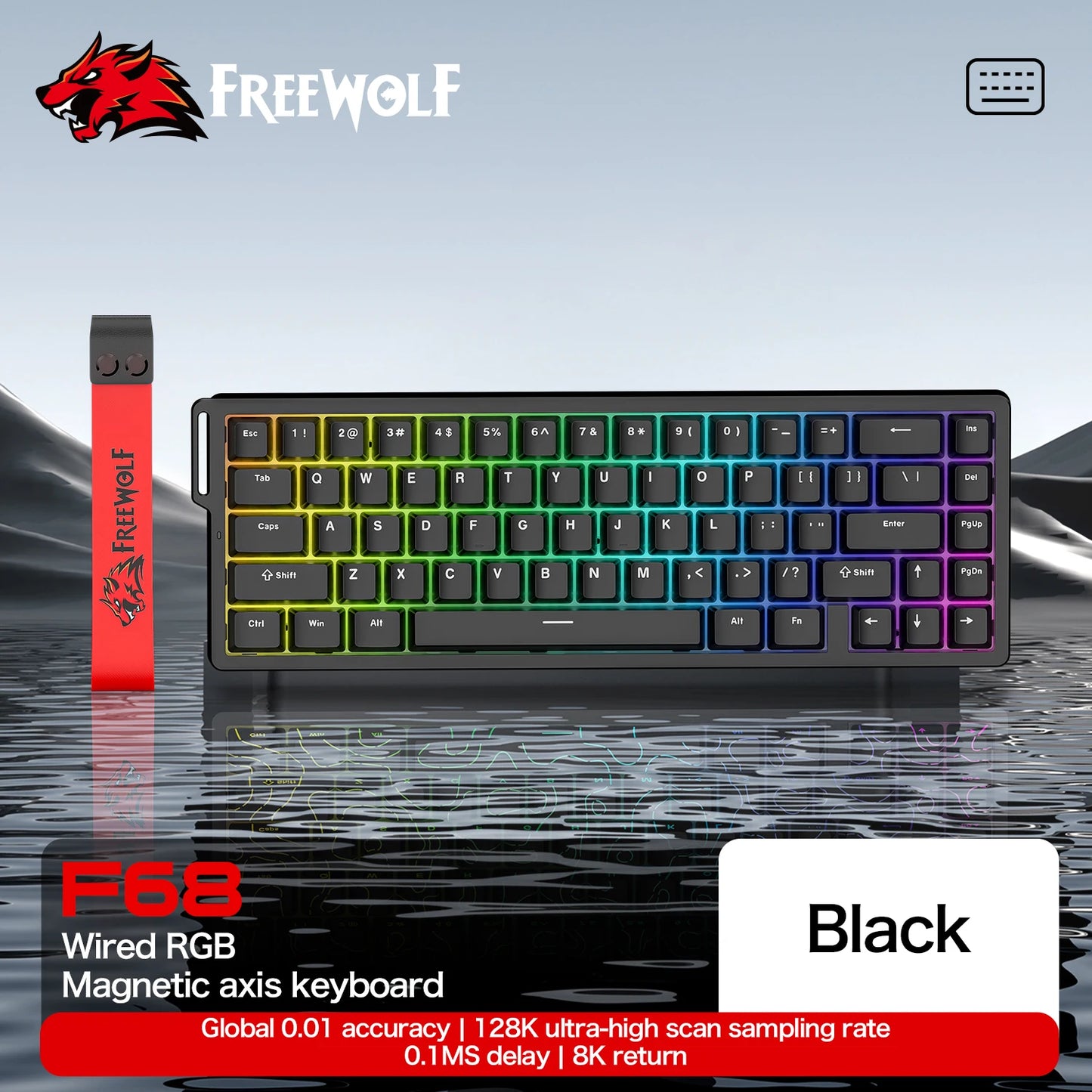 Magnetic Gaming Keyboard ATTACK SHARK X68HE X68PRO HE and FREEWOLF F68 Wired F68Pro Wireless for Pro Gaming 0.01mm Rapid Trigg