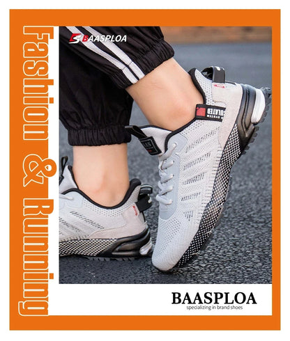 „Baasploa“ profesionalūs bėgimo bateliai vyrams. Lengvi vyriški dizainerių sukurti tinkliniai sportiniai bateliai su raišteliais, skirti vyrams, lauko sportui ir teniso žaidimui.