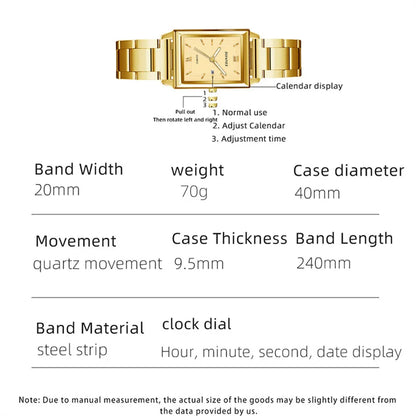 Fashion Watches for Men Luxury Rectangle Stainless Steel Men's Quartz Wristwatch Business Man Watch Clock Gift relogio masculino