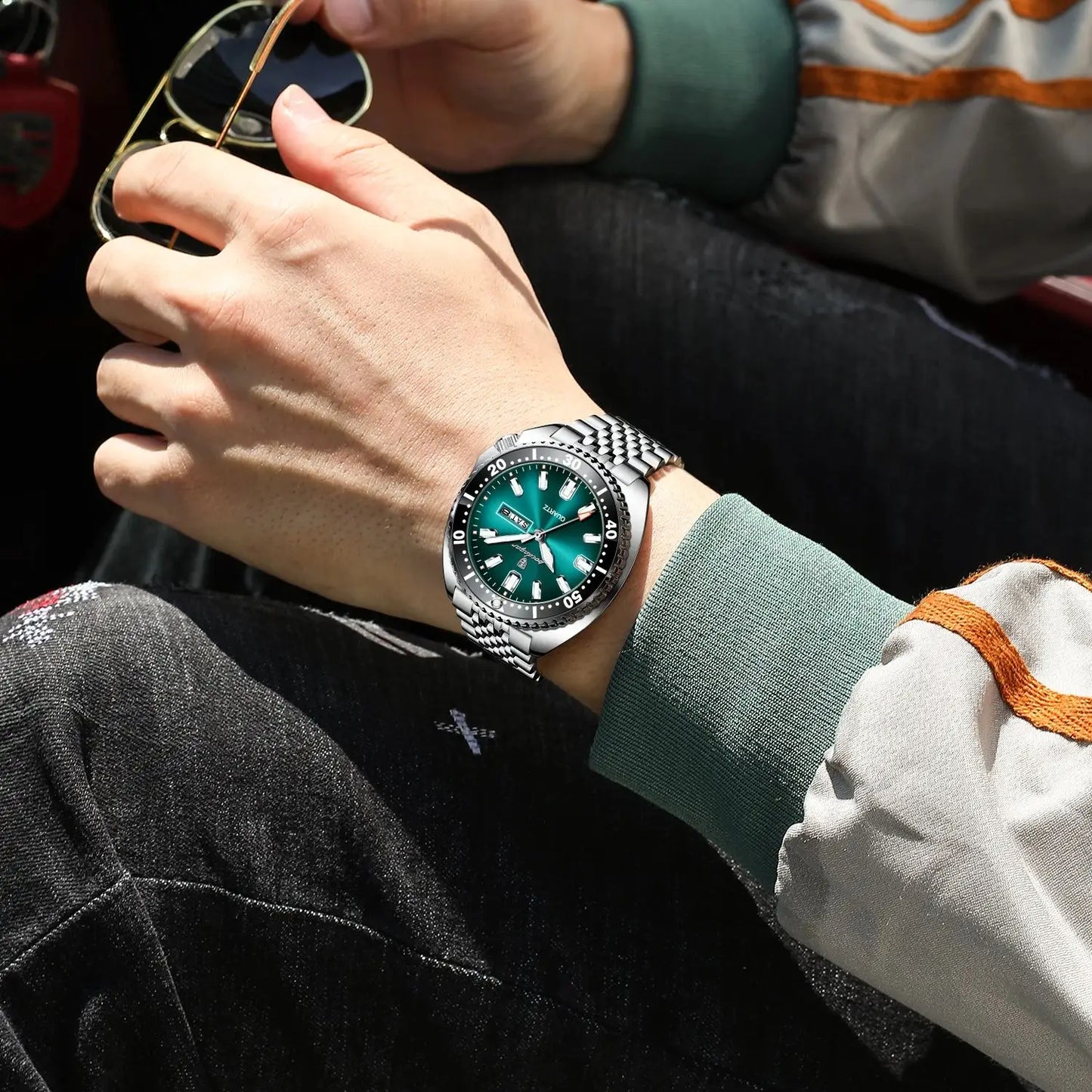 POEDAGAR Luxury Business Men Watch Date Week Waterproof Luminous Man Wristwatch Sport Stainless Steel Quartz Men's Watches Reloj