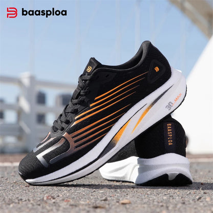 Baasploa Men Professional Running Shoes Lightweight Breathable Jogging Sports Shoes Female Carbon Plate Anti-slip Sneakers