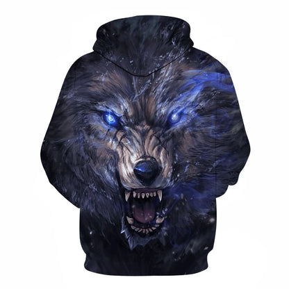 Bluzy z kapturem z nadrukiem 3D wilka, dla mężczyzn i kobiet, modne, casualowe, oversize, pulower w stylu hip-hop Harajuku, streetwearowe hoodie