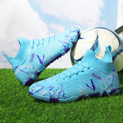 Chaussures de football TF pour adultes, économiques, en tissu PU mélangé, crampons en caoutchouc durables, antidérapantes, pour les passionnés de football amateur.
