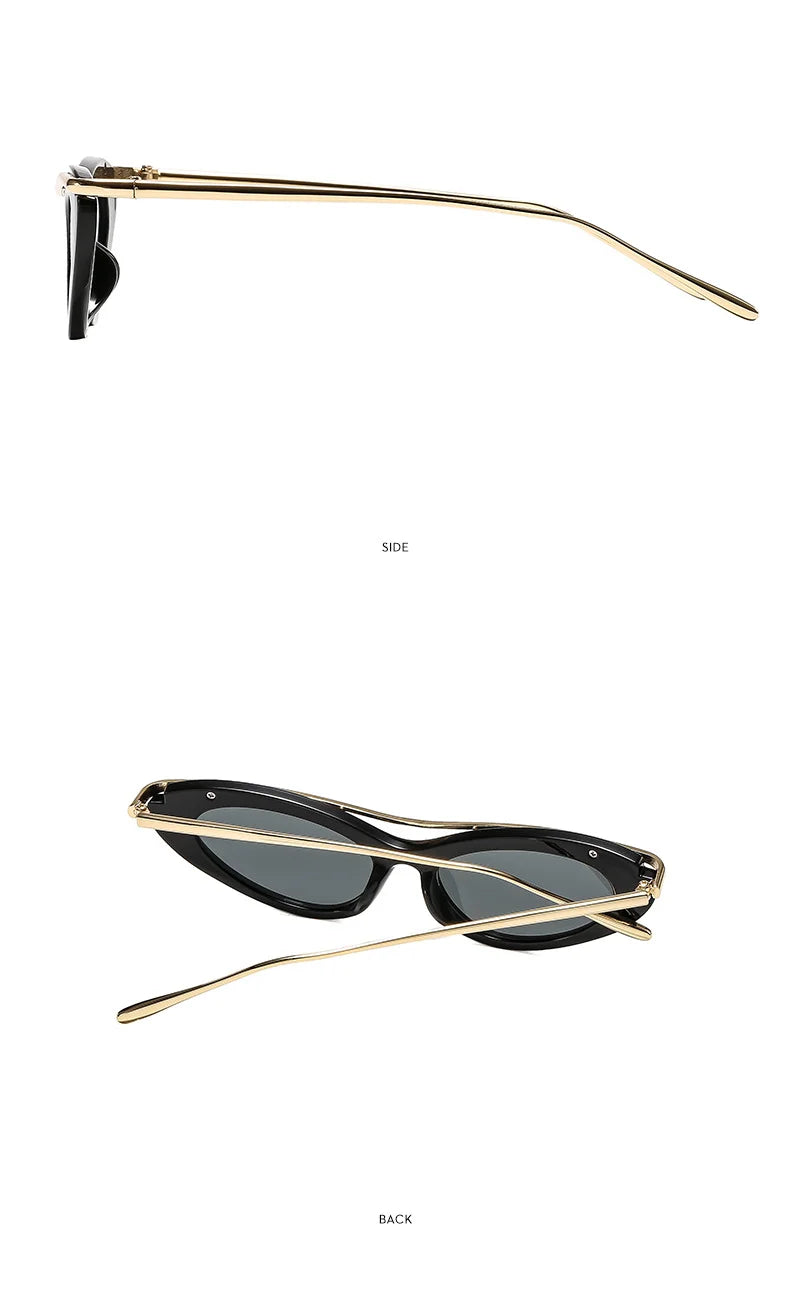 Fashion Small Cat Eye Sunglasses Women 2026 Luxury Brand Punk Metal Frame Sunglass Vintage Sexy Traveling Eyewear UV400 Shades