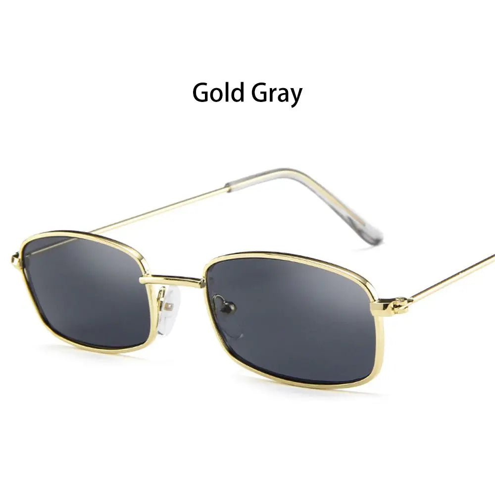 Small Rectangle Sunglasses Women Metal Square Vintage Sun Glasses Brand Designer Men Retro 90s Trendy Gradient Eyewear Shades