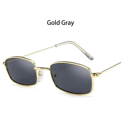 Small Rectangle Sunglasses Women Metal Square Vintage Sun Glasses Brand Designer Men Retro 90s Trendy Gradient Eyewear Shades