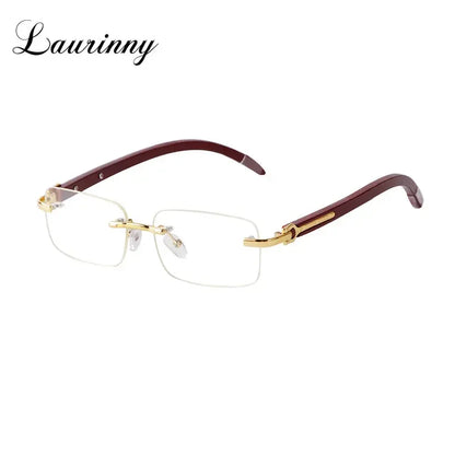 Classic Stylish Rectangle Rimless Sunglasses Women Men Brand Design Luxury Vintage Sun Glasses Frameless Wood Leg Frame Eyewear