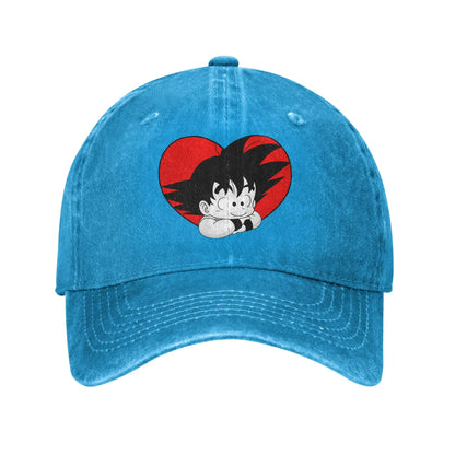 Dragon Ball DBZ Goku Baseball Caps Distressed Cotton Red Heart Headwear Unisex Style Outdoor All Seasons Travel Gift Hats Cap
