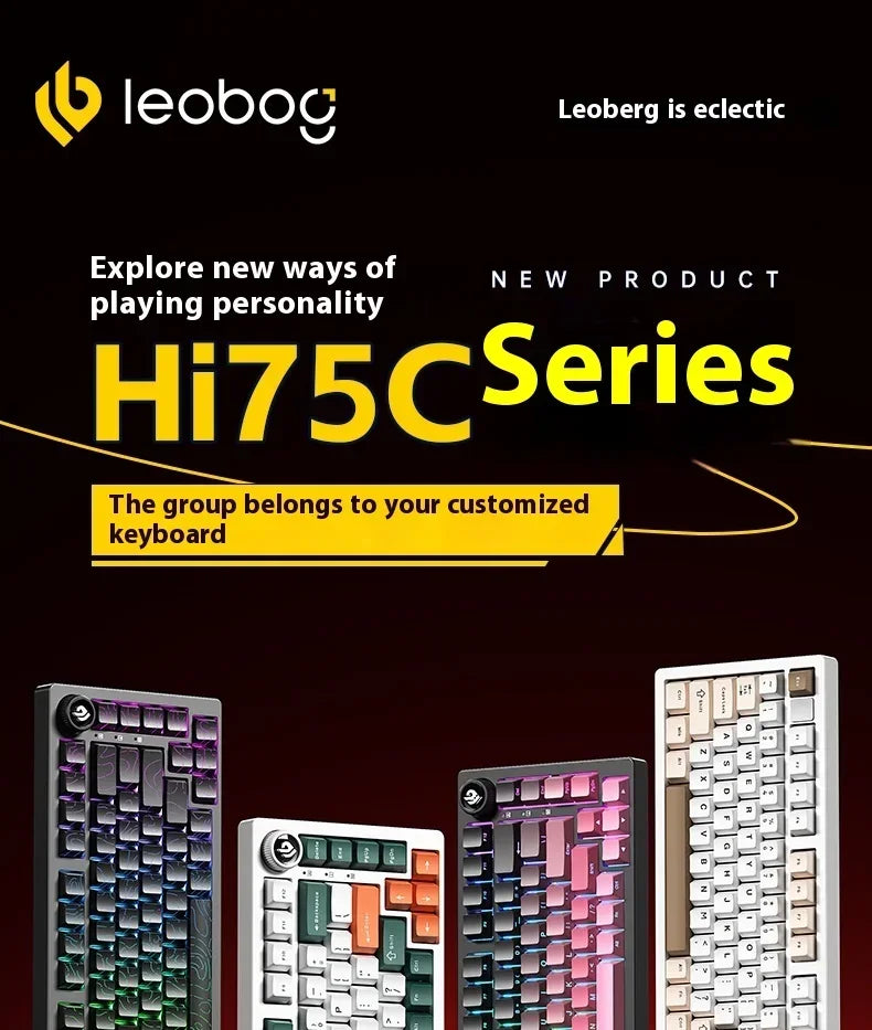Kit tastiera meccanica LEOBOG Hi75C 3 modalità/cablata Hot Swap con manopola, RGB, guarnizione in lega di alluminio, kit tastiera Hi75C per PC, regalo personalizzato