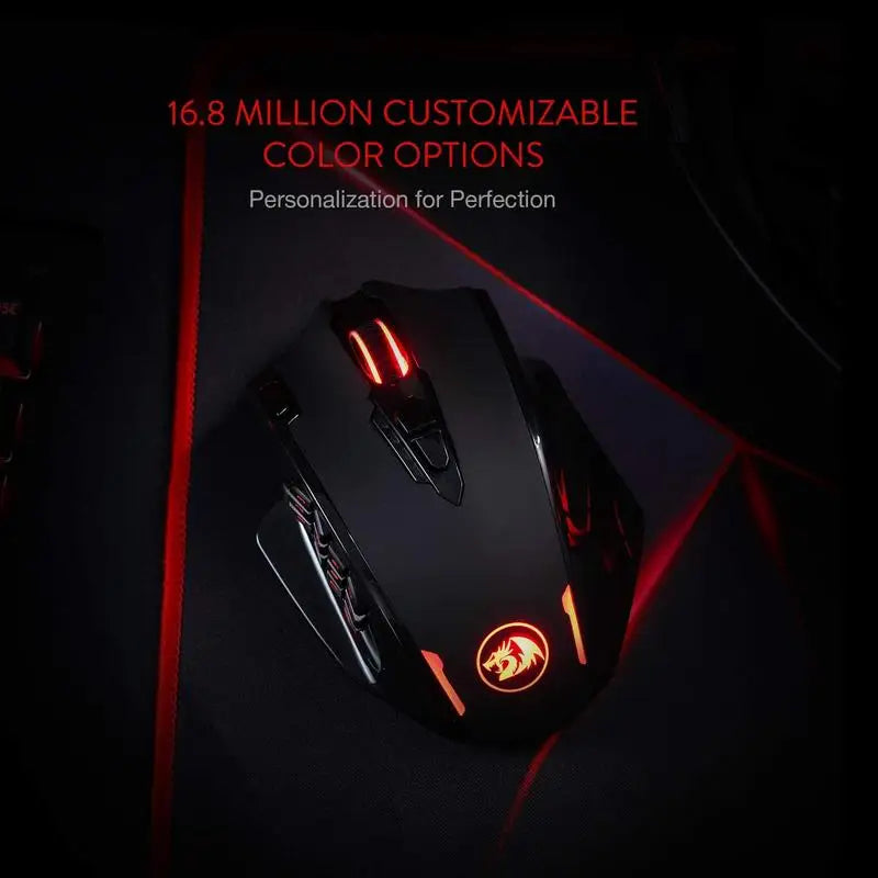 Redragon M913 gamer egér, 16000 DPI, vezetékes / 2.4Ghz vezeték nélküli, RGB optikai, 16 programozható gomb, fekete/fehér