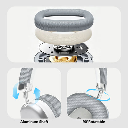 Casque sans fil supra-auriculaire, puce intelligente 5.3, longue autonomie, son HiFi, micro confortable pour jeux, compatible iPhone, Android, PC