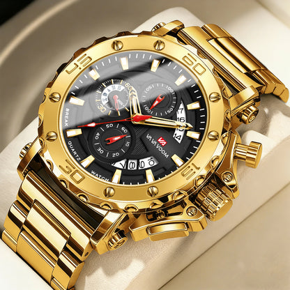 Montre chronographe VA VA VOOM pour homme, calendrier, lumineuse, étanche, montre de luxe en acier inoxydable à quartz.