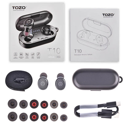 TOZO T10 Bluetooth 5.3 Earphones ,Wireless Headphones , AI Enhanced Calling With Deep Bass, IPX8 Waterproof Earbuds ,45H Play